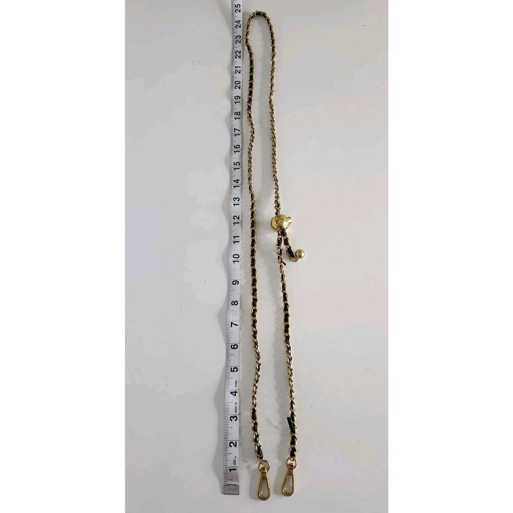 Unbranded Vtg Black Gold Braided Adjustable Crossbody Chain Strap Replacement - Picture 8 of 8